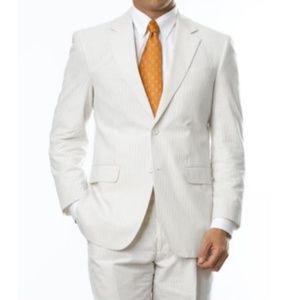 Seersucker Striped Suit w/ Suspenders